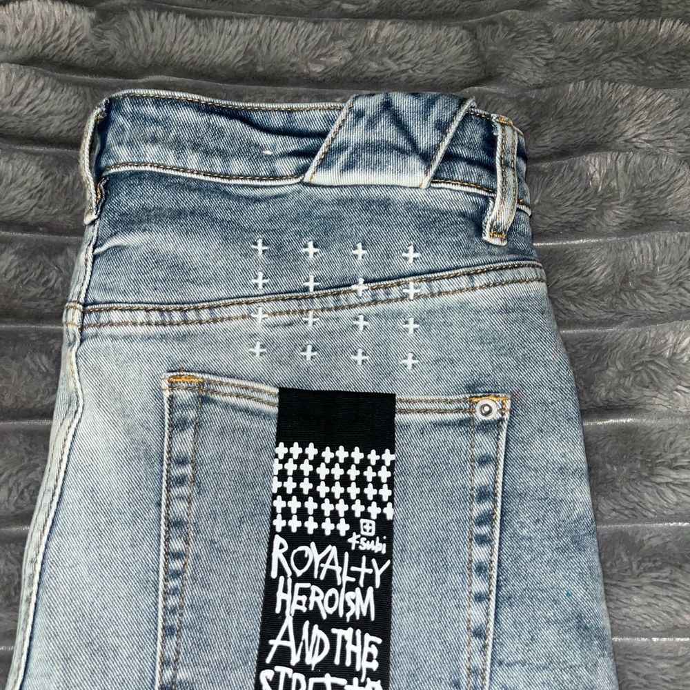 Blue Denim Jeans with Graphic Detail